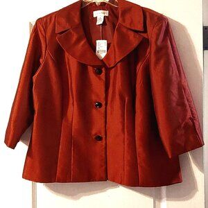 Ruby Red Collared Neckline Draper's Damon's Jacket Sz 18